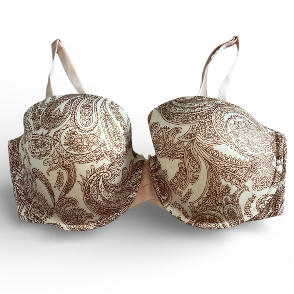 Victoria’s‎ Secret Lined Strapless Bra Paisley Satin Underwire Convertible 38DD